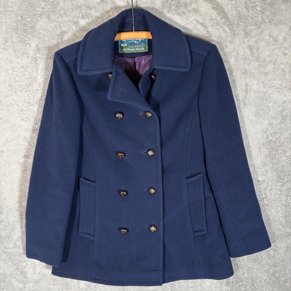 Bromleigh The Classic Peacoat Navy Blue 100% Pure Wool Double Breasted Jacket S